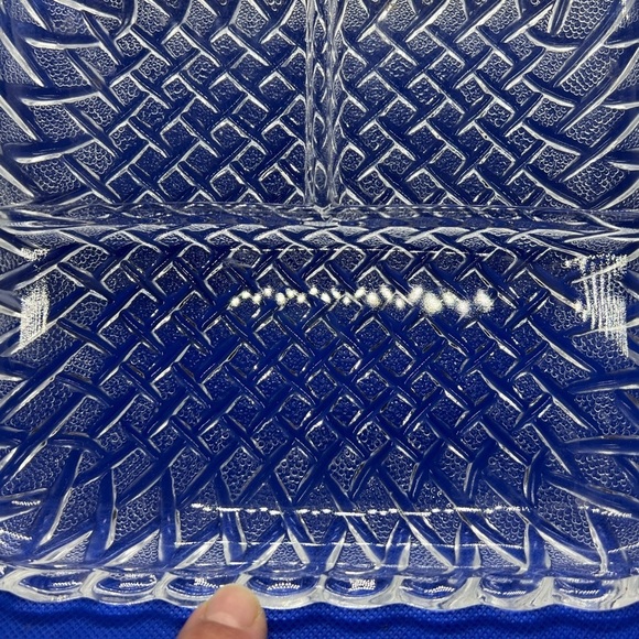 Vintage Clear Glass Divided Serving Dish 3 compartments - Picture 4 of 5